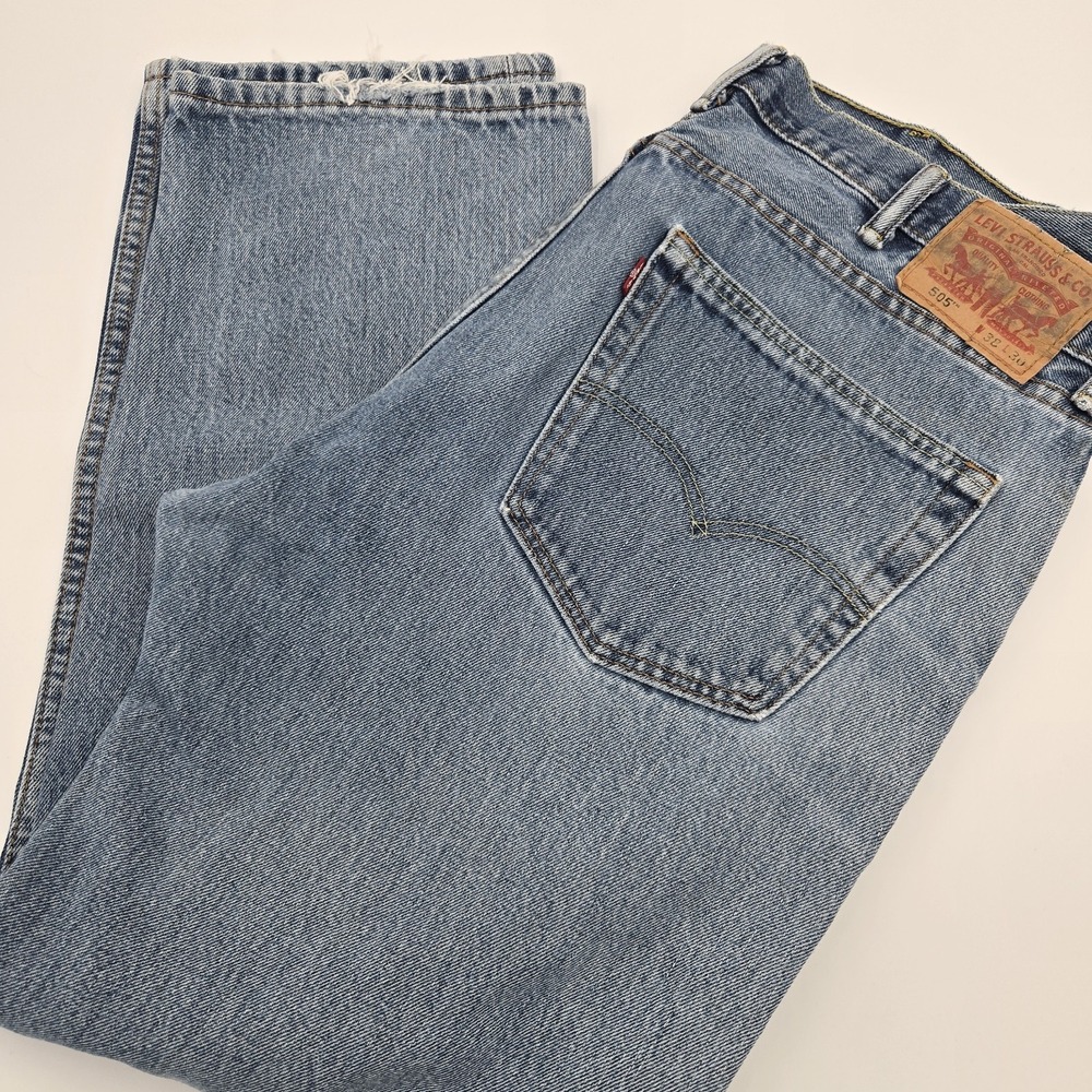 Levi's Jeans 505 Men's‎ 38x30 Cotton Regular Fit Straight Leg Blue (38x29) 90s